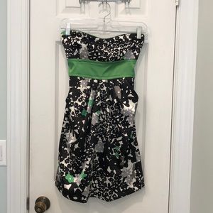 Floral print semi-formal strapless dress